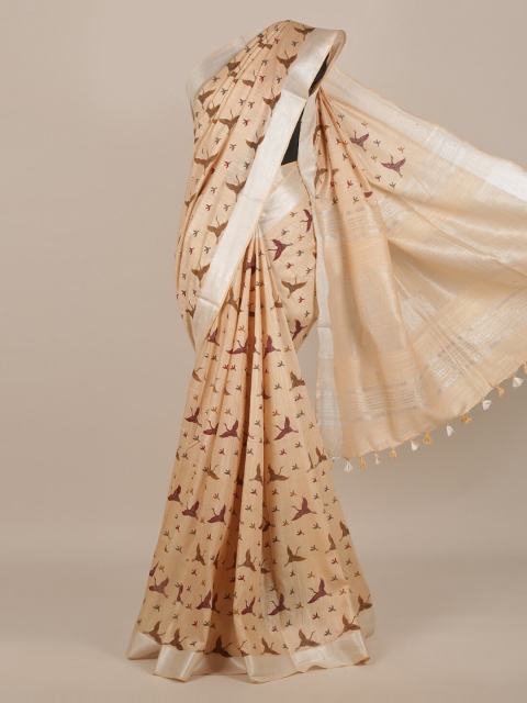 

Pothys Cream-Coloured Cotton Blend Saree