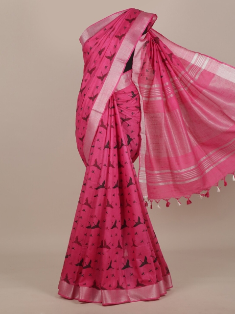 

Pothys Pink Cotton Blend Saree