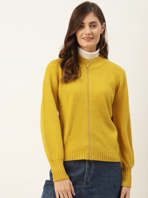 

Madame Women Mustard Yellow Solid Cardigan