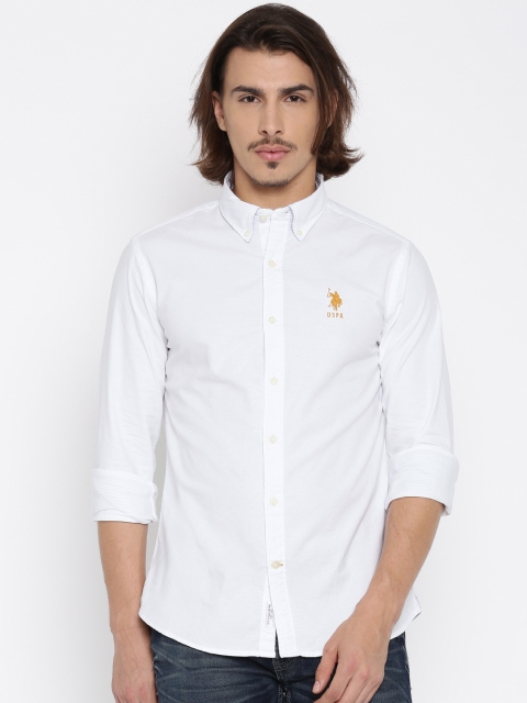 

U.S. Polo Assn. Men White Tailored Fit Casual Shirt