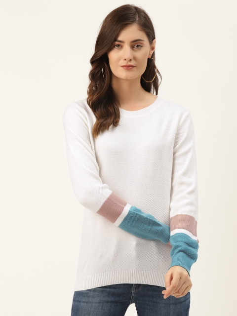 

Madame Women Off-White Solid Pullover