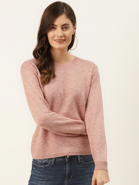 

Madame Women Peach-Coloured & Golden Quirky Pullover