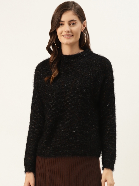 

Madame Women Black Fuzzy Pullover