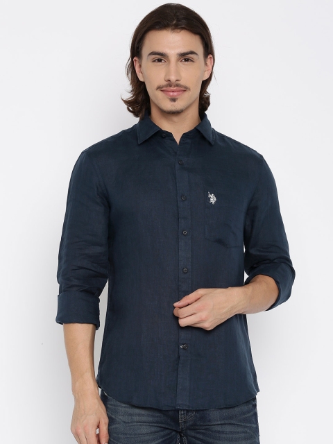 

U.S. Polo Assn. Men Navy Tailored Fit Casual Shirt, Navy blue