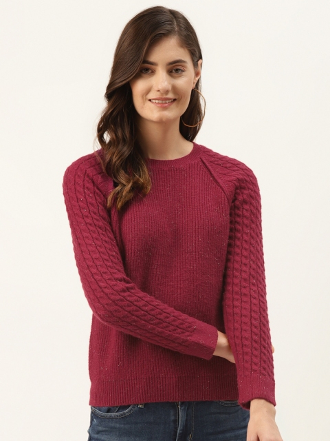 

Madame Women Magenta Ribber Pullover