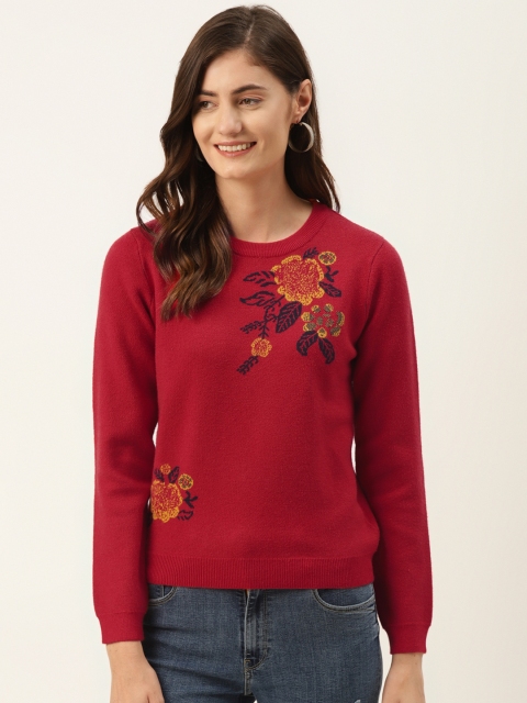 

Madame Women Red Floral Print Pullover