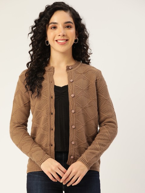 

Madame Women Brown Open Knit Cardigan