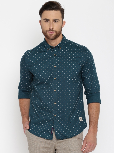 

U.S. Polo Assn. Denim Co. Men Teal Blue Regular Fit Printed Casual Shirt