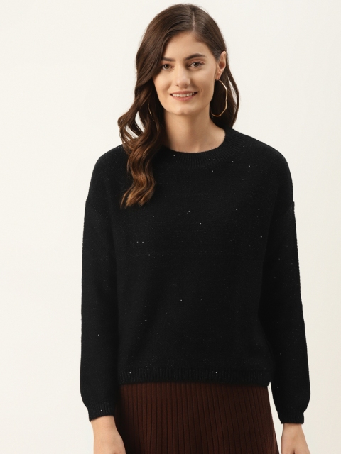 

Madame Women Black Embellished Pullover