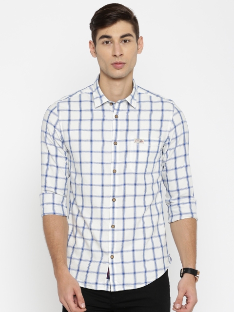 

U.S. Polo Assn. Denim Co. Men White Regular Fit Checked Casual Shirt