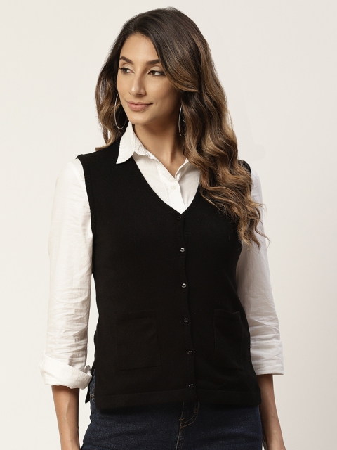 

Madame Women Black Solid Cardigan