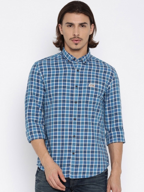 

U.S. Polo Assn. Denim Co. Men Blue & White Regular Fit Checked Casual Shirt