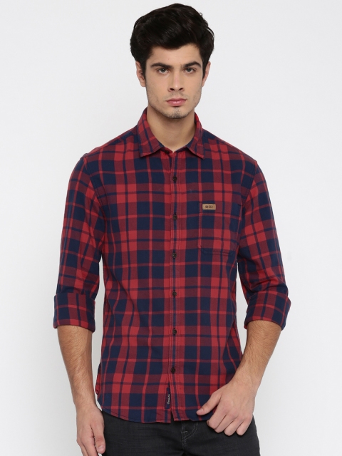 

U.S. Polo Assn. Denim Co. Men Red & Navy Regular Fit Checked Casual Shirt