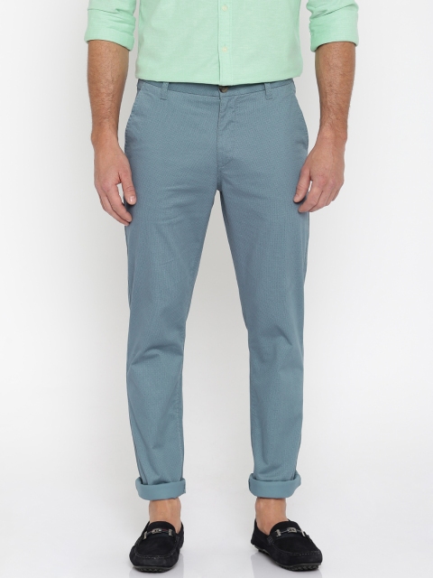 

U.S. Polo Assn. Men Teal Regular Fit Flat-Front Trousers