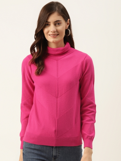 

Madame Women Pink Chevron Pullover