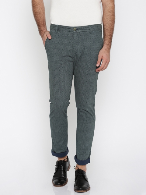 

U.S. Polo Assn. Men Blue Printed Slim Fit Printed Casual Trousers