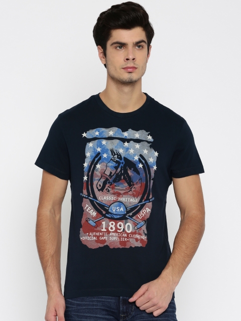 

U.S. Polo Assn. Denim Co. Men Navy Printed Round Neck T-shirt, Navy blue