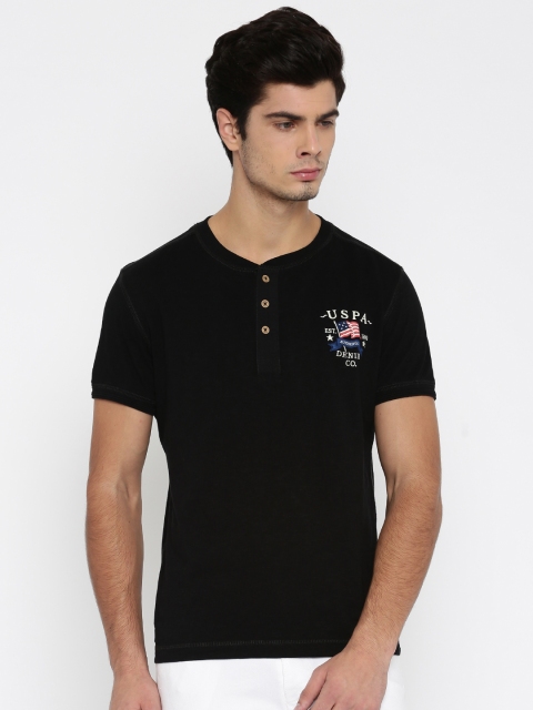 

U.S. Polo Assn. Denim Co. Men Black Henley T-shirt