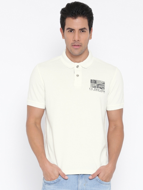 

U.S. Polo Assn. Denim Co. Men Off-White Printed Polo T-Shirt