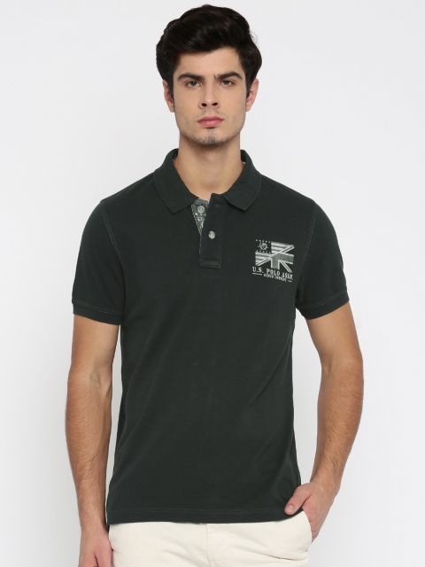 

U.S. Polo Assn. Denim Co. Men Black Printed Polo T-Shirt