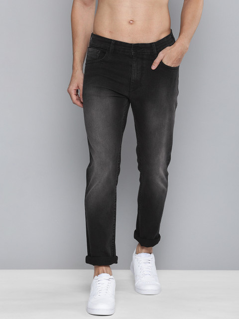 

HERE&NOW Men Black Slim Fit Mid Rise Light Fade Stretchable Jeans
