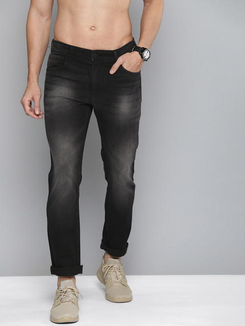 

HERE&NOW Men Black Slim Fit Heavy Fade Stretchable Jeans
