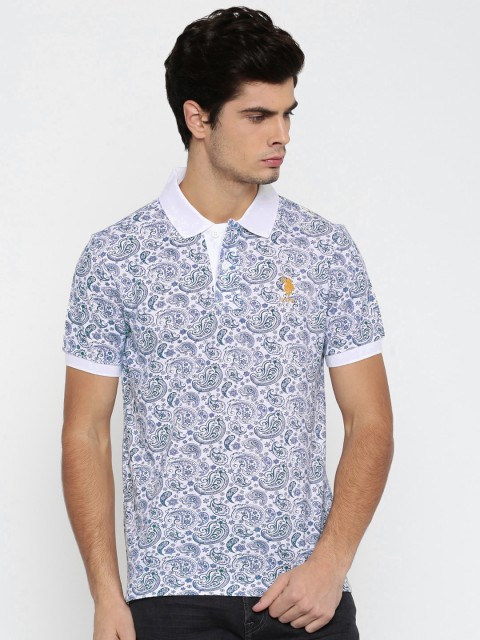 

U.S. Polo Assn. Men White Printed Polo T-Shirt