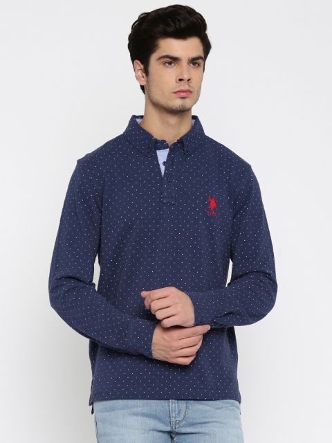 

U.S. Polo Assn. Men Blue Printed Polo T-shirt