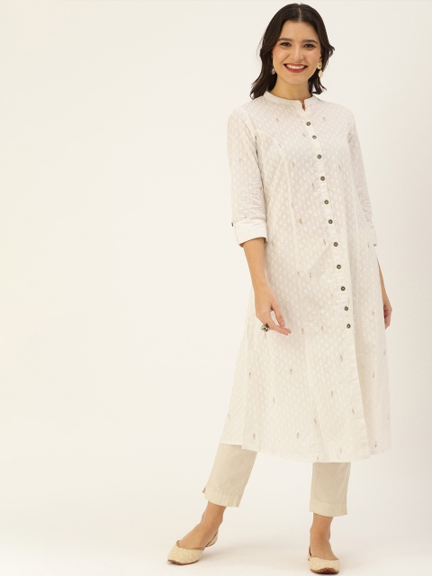 

AMUKTI Women Off White Ethnic Motifs Printed Kurta