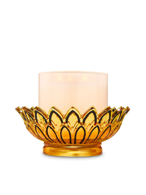 

Bath & Body Works Gold-Toned Sunflower Bowl 3-Wick Candle Holder