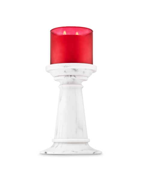 

Bath & Body Works Tall Marble Pedestal 3-Wick Candle Holder, White