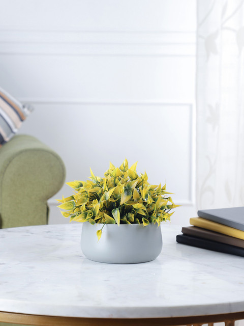 

FOLIYAJ Grey Bowl Shaped Matt Finish Planter