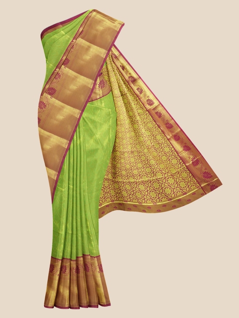 

Kalamandir Green Woven Design Silk Blend Kanjeevaram Saree