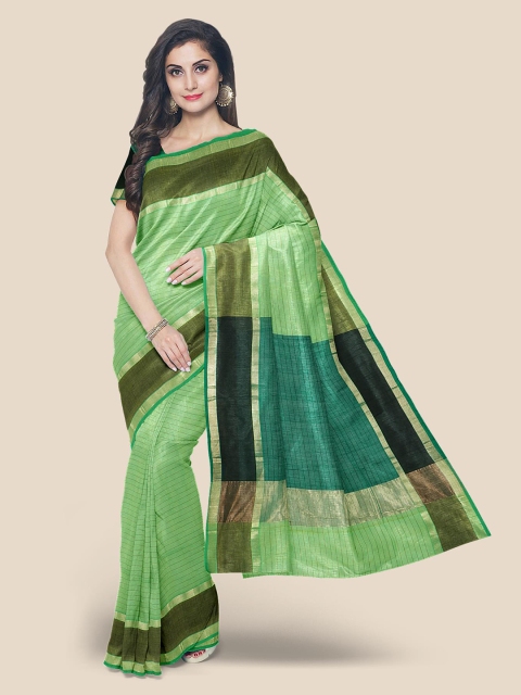 

Kalamandir Green Checked Pure Cotton Mangalagiri Saree