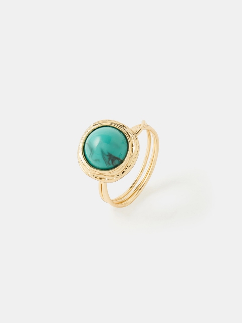 

Accessorize Women Gold-Toned Turquoise Blue Stone-Studded Finger Ring
