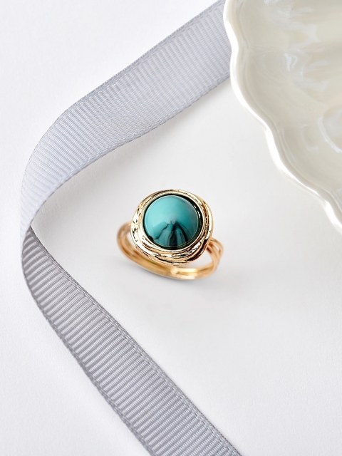 

Accessorize Women Gold-Plated Turquoise Blue Stone-Studded Finger Ring