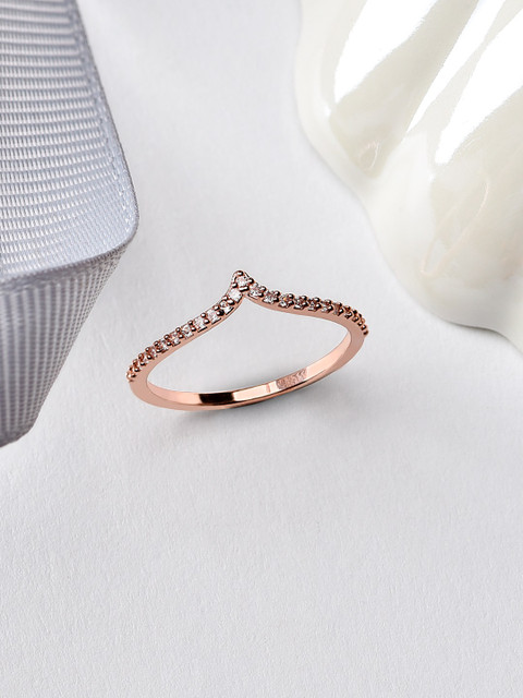

Accessorize Rose Gold-Plated White Stone-Studded Finger Ring
