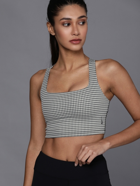 

Nike White & Black Checked Tank Crop Top