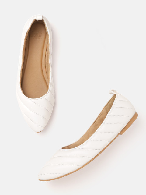 

her by invictus Women White Quilted Ballerinas