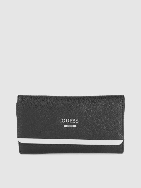 

GUESS Women Black Textured Three Fold Wallet