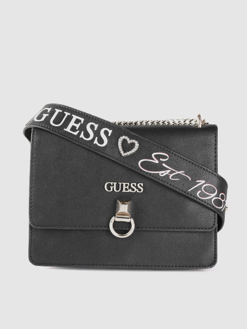 

GUESS Black Solid Structured Sling Bag