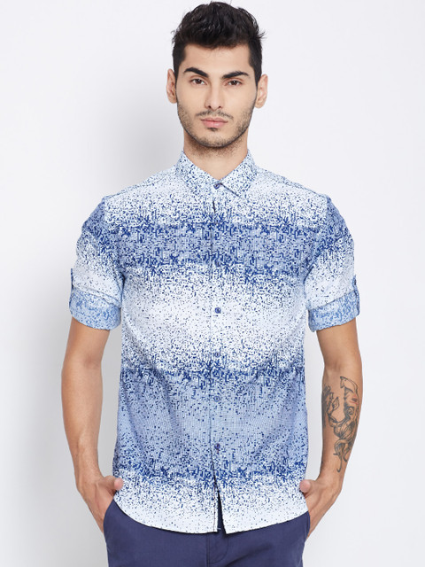 

LOCOMOTIVE Men Blue Regular Fit Printed Casual Shirt