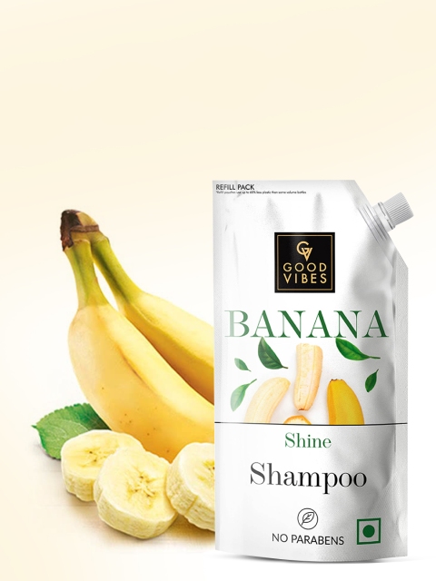 

Good Vibes Unisex Banana Shine Shampoo Refill Pack 750 ml, Transparent