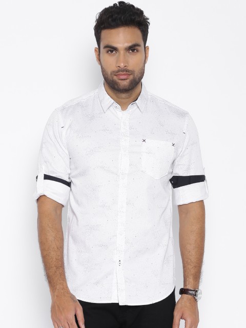 

LOCOMOTIVE Men White Slim Fit Printed Casual Shirt