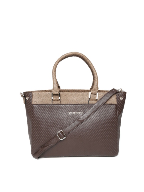 

Hotberries Brown Textured Handbag with Sling Strap