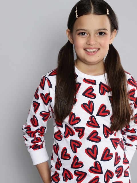 

HERE&NOW Girls White & Red Pure Cotton Printed Sweatshirt