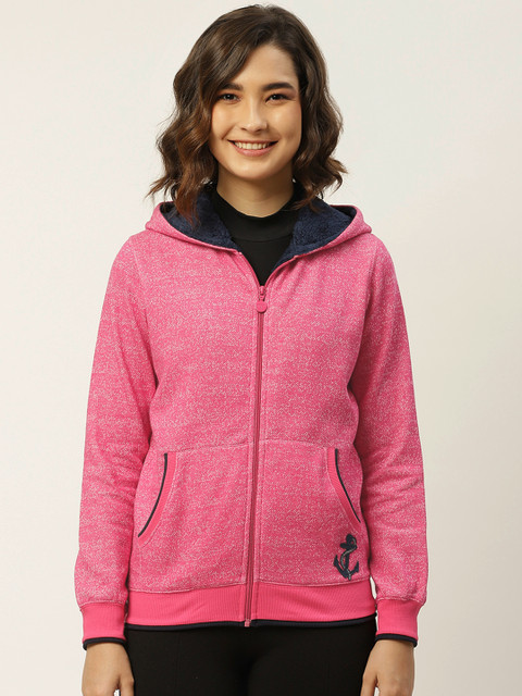 

Madame Women Pink Hooded Sweatshirt