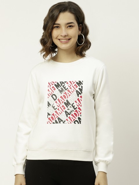

Madame Women White & Red brand Logo Printed Sweatshirt