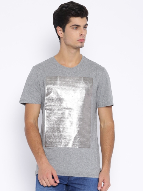 

PUMA Grey Melange Embossed Foil Printed T-Shirt