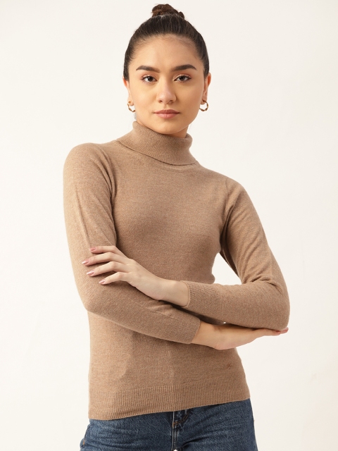 

Monte Carlo Beige High Neck Woolen Fitted Top